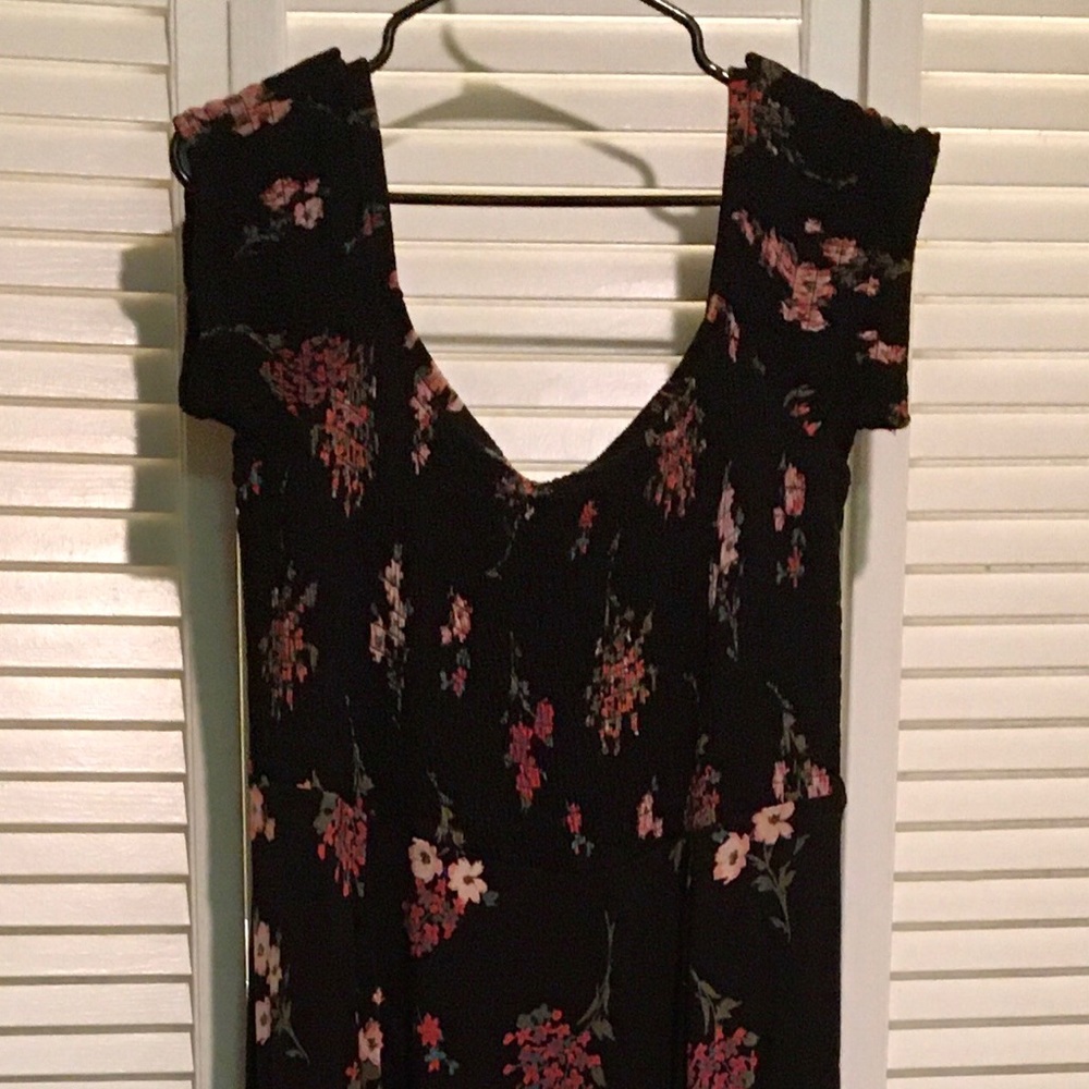 Express smocked off the shoulder floral maxi dress with slit
